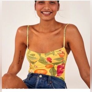 FARM RIO Fruit Lovers Body Suit Ribbed Underwire Tropical Print